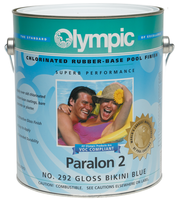 Olympic Paralon 2 Rubber Based Pool Paint, Bikini Blue - 1 Gallon