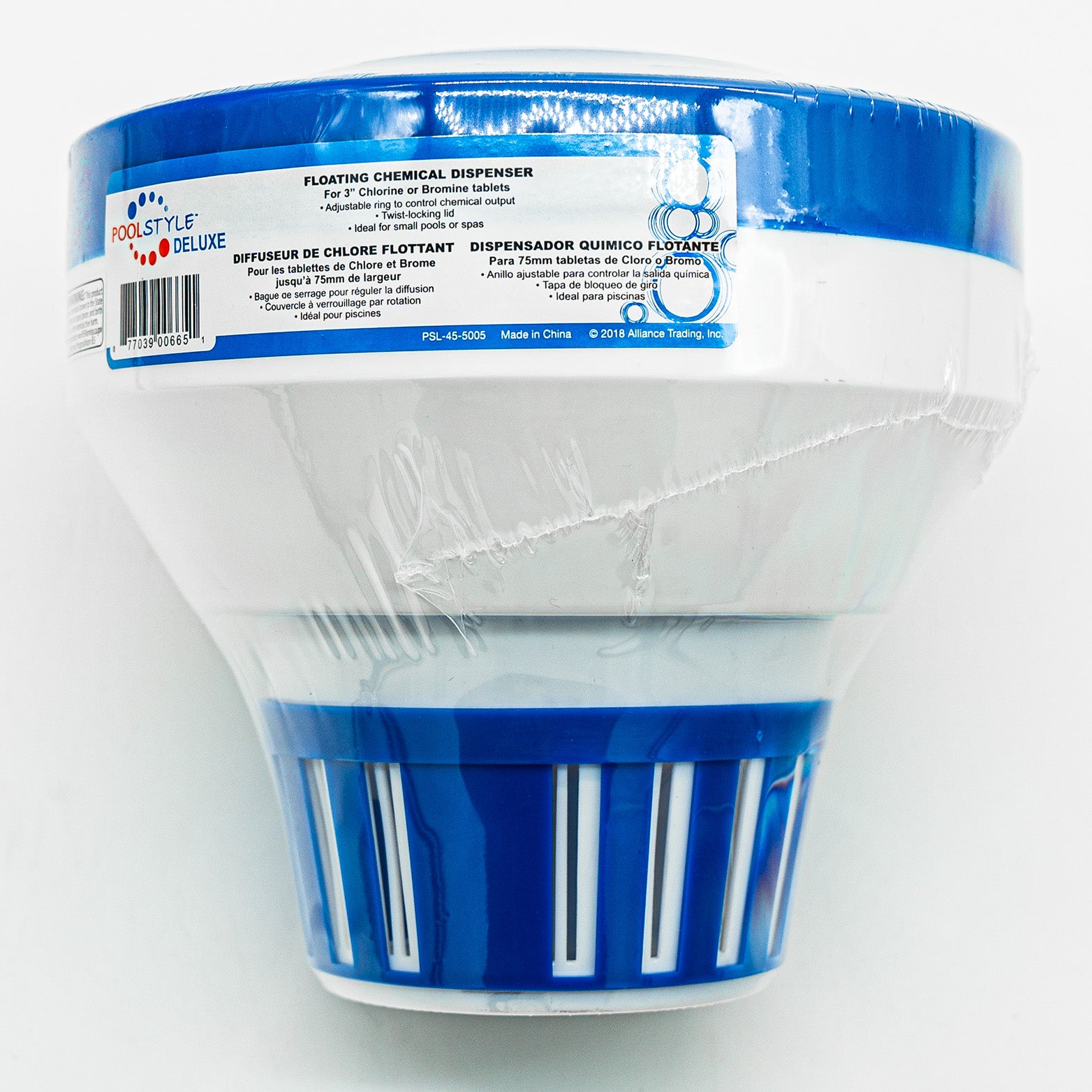 Blue/White Floating Chlorine Dispenser for 3" Tablets