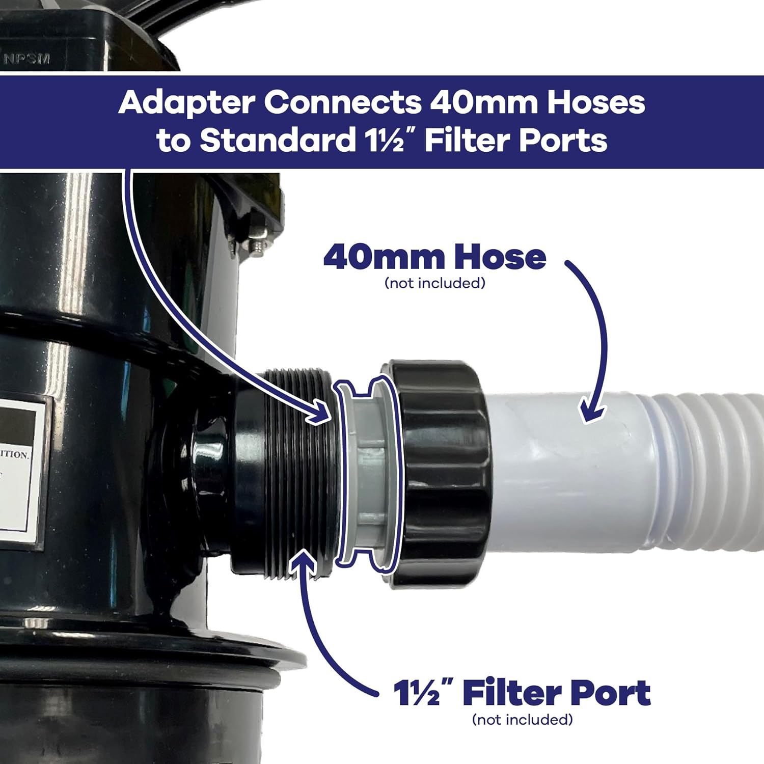 GAME Conversion Kit, Converts 40mm Hose to 1 1/2" Standard Filter Ports, 2/Pack (4560)