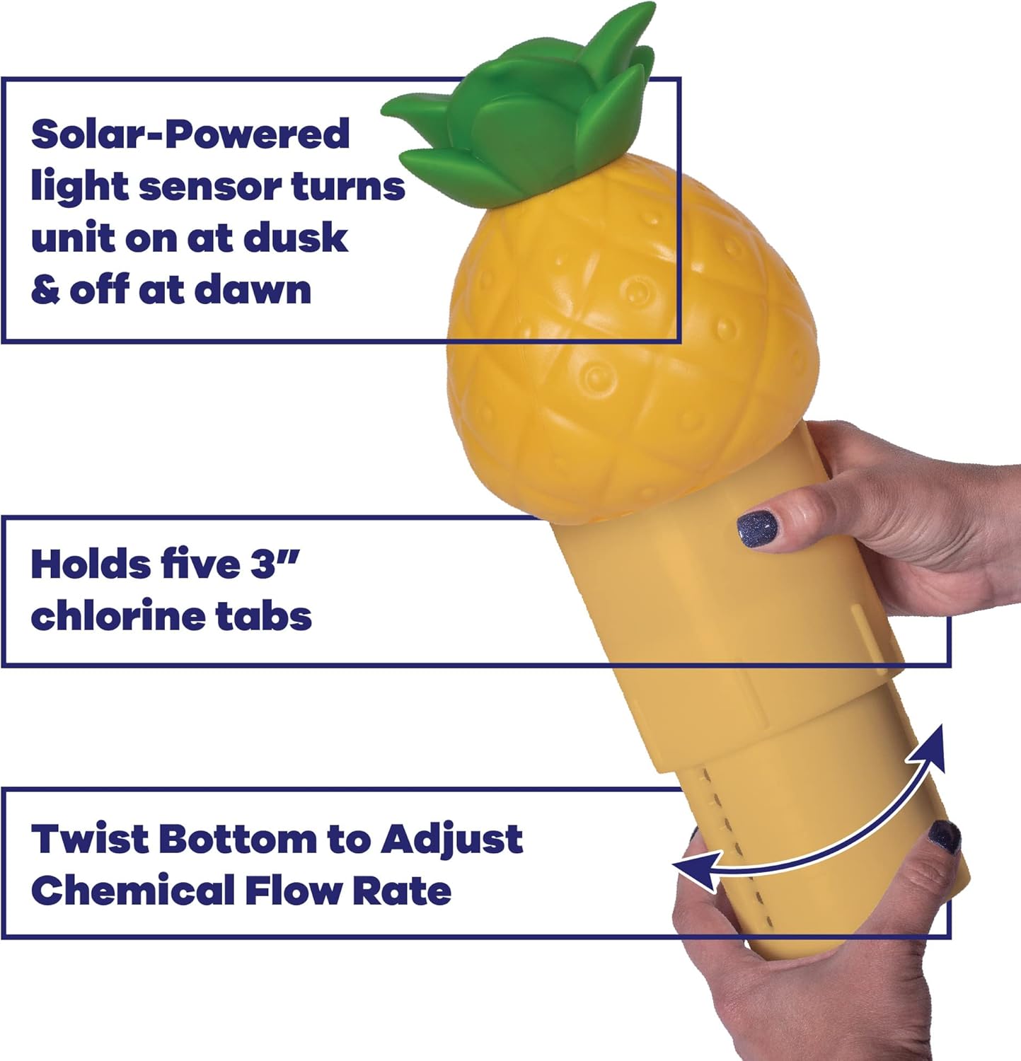 GAME Solar Light Up Pineapple Chlorinator, Holds Five (5) 3" Chlorine Tablets (12036-BB)