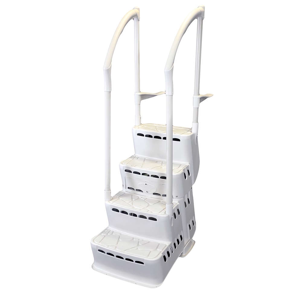 Lumi-O Biltmor Above Ground Pool Step w/2 Handrails, 25" Wide, Pearl Gray (PG-5005)
