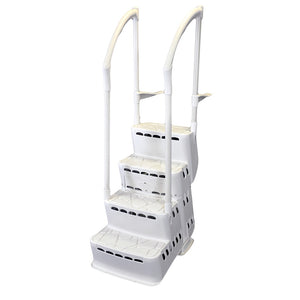 Lumi-O Biltmor Above Ground Pool Step w/2 Handrails, 25" Wide, Pearl Gray (PG-5005)