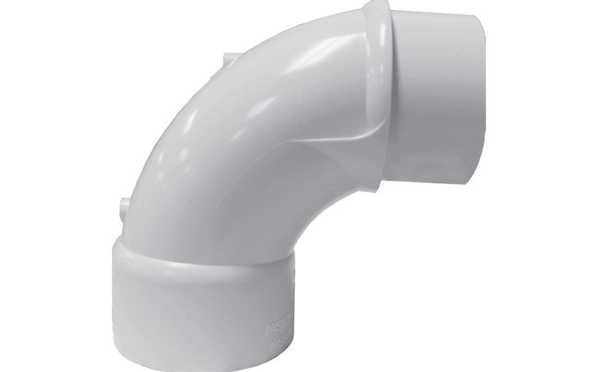 PVC Fitting, Sweep Elbow, 90 Degree, 1 1/2" SPG x 1 1/5" S (409015SW)