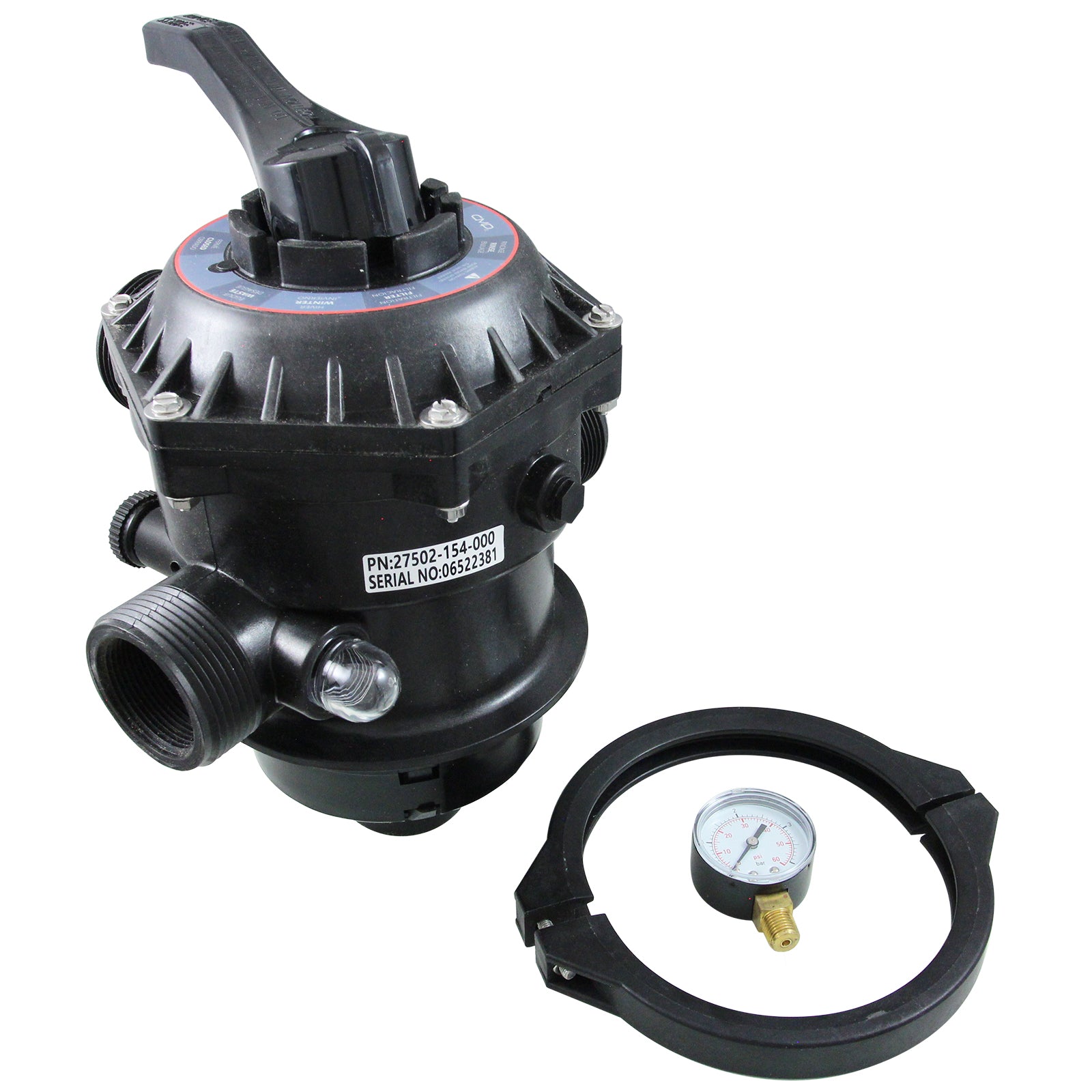 Pentair Tagelus Clamp Style 6-Way Backwash Multiport Valve, 1 1/2", 6" Neck (262506)