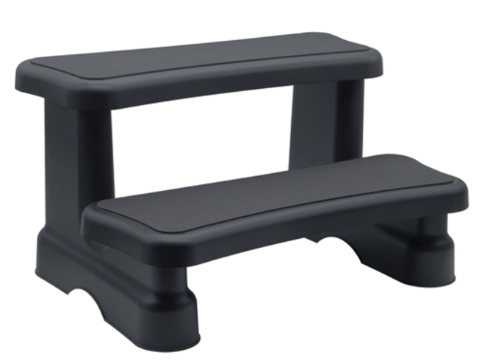 Hybrid Injection-Molded Spa Step w/Anti-Slip Comfort Tread, Black