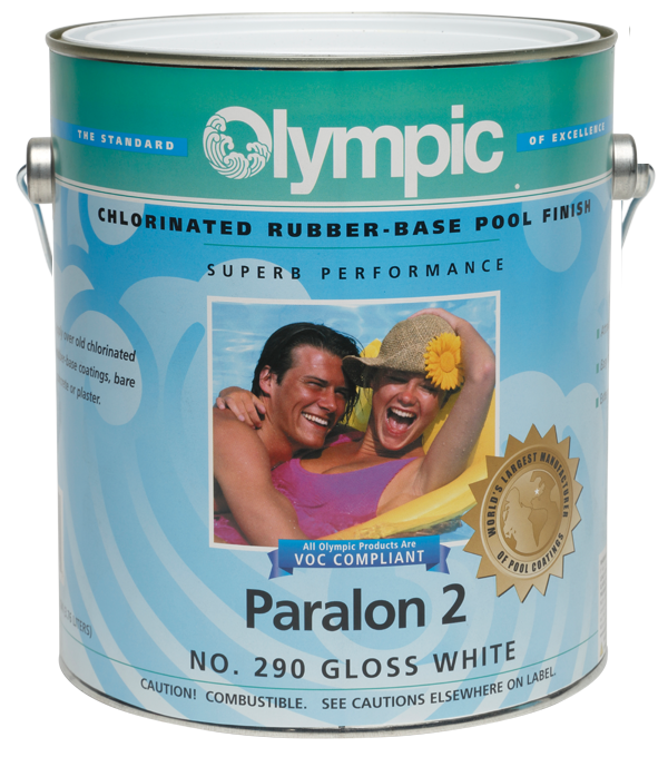 Olympic Paralon 2 Rubber Based Pool Paint, White - 1 Gallon