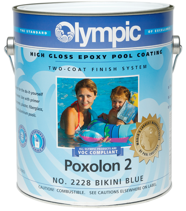 Olympic Poxolon 2 Epoxy Pool Paint, Bikini Blue - 1 Gallon